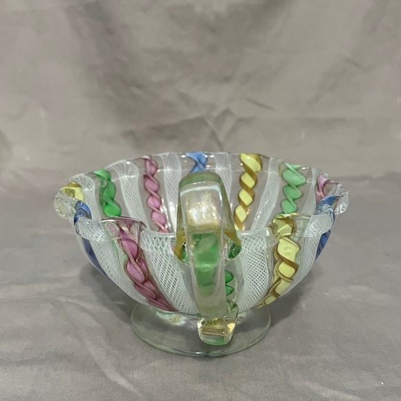 Vintage Murano Glass Latticino Cup Italy Studio Art Glass - Picture 4 of 9